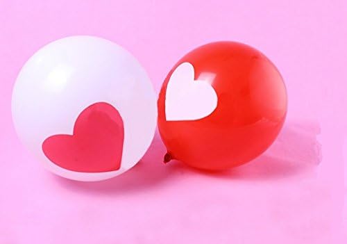 Romantic Wedding 12 Inches Balloons With Heart Prints For Wedding Decoration,50pcs Red &50pcs White