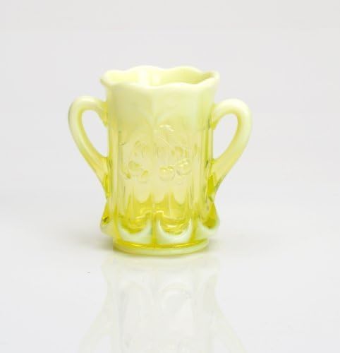 Vaseline Opalescent Cherry &amp; Cable Pattern Spoonholder Spooner