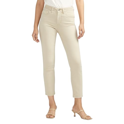Silver Jeans Co. Women’s Isbister High Rise Straight Leg Jeans, Sand