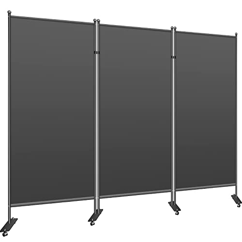 Jhanw 3 Panel Room Dividers 102" x71", Folding Room Partition on Wheels