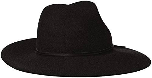 Phenix Cashmere Women's Wide Brim Wool Felt Fedora Hat, Black, One Size