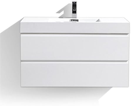 Moreno MOF 40 inch Wall Mounted Modern Bathroom Vanity with Acrylic Sink (High gloss white)
