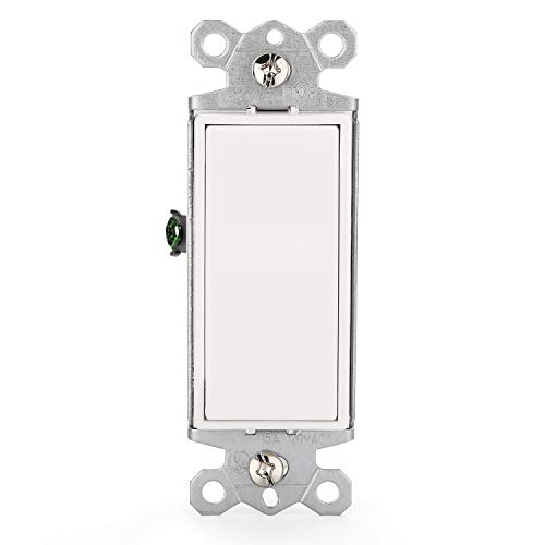 ELECTECK ON/OFF Light Switch with Cover, Pack of 12, 15A 120/277V, Electric AC Paddle Rocker Interrupter, Single Pole Grounding, Residential & Commercial Grade, Wall Plate Included, UL Listed, White