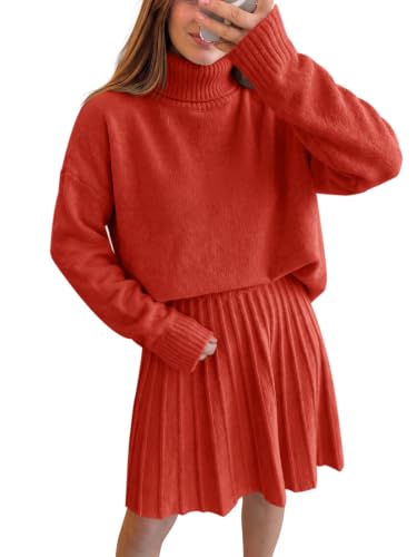 Womens 2 Piece Skirt Sets Fall Knit Sweaters and Mini Skirt Casual Outfits at Amazon