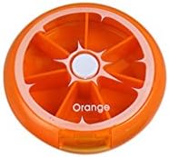 Luoke Waterproof Portable 7 Days Rotate Pill Box Case Bottle Cache Holder Drug Holder Keychain Weekly Container (Orange)