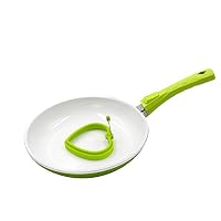 Ceramic Nonstick Frying Pan, Pococina Induction Aluminum Open Skillet with Detachable Handle for All Cooktop, 10-Inch, White