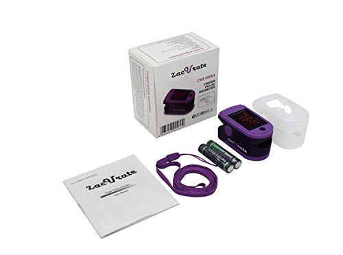 Zacurate Pro Series 500Dl Fingertip Pulse Oximeter Blood Oxygen Saturation Monitor With Silicon Cover, Batteries & Lanyard (Royal Purple) - Thumbnail 6