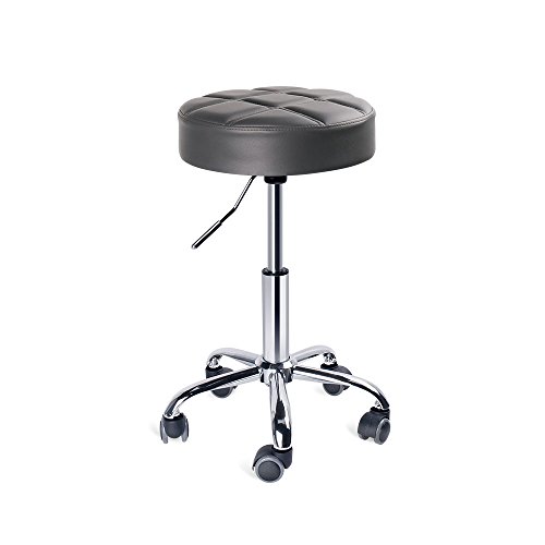 Leopard Round Rolling Stools, Adjustable Work Medical Stool with Wheels (Grey) Pricepulse
