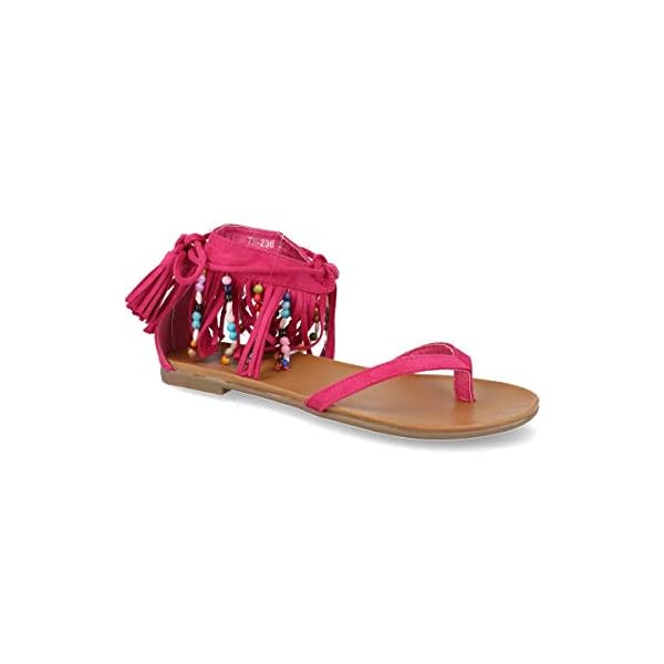 Sandalias Plana de Mujer con Flecos y Adornos Etnicos Primavera Verano | DeHippies.com