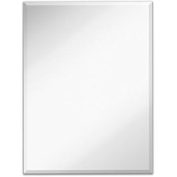 Large Simple Rectangular Streamlined 1 Inch Beveled Wall Mirror | Premium Silver Backed Rectangle Mirrored Glass Panel Vanity, Bedroom, or Bathroom Hangs Horizontal & Vertical Frameless (30