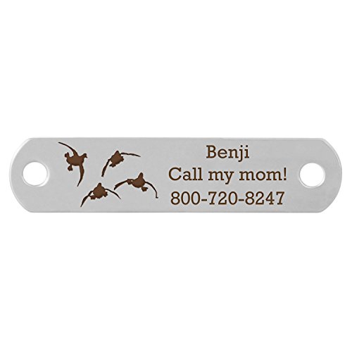 Rivet-On Dog Collar Name Plate with Ducks Landing Design - Stainless Steel - Fits 3/4 Inch Wide Collar