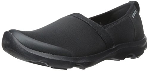 crocs Women's Duet Busy Day 2.0 Satya A Line Flat, Black/Black, 7 B(M) US