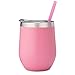 K&C Creations Stainless Steel Stemless Glass with Lid and Straw-Unbreakable Shatterproof Adult Sippy Cup Wine Tumbler Vacuum Insulated Portable for Out, 5.4 x 3.9 x 3.9 inches, Pink