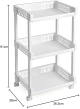 SONGMICS Rolling Trolley Storage Unit 3 Shelves KSC03WT Kitchen Bathroom view 2