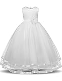 WEONEDREAM Girls Tea-Length Flower Girl Dresses