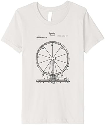 Kids Vintage Ferris Wheel Blueprint PREMIUM SHIRT Amusement Park 8 Silver