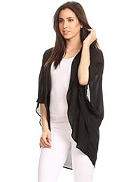 Cardigan de mujer con estampado floral liso y manga tipo kimono cómoda, con frente abierto, fabricado en EE. UU.