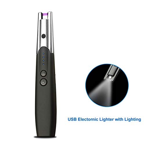 USB Electronic Lighter, Upgraded Candle Lighter Camping Lighter Grill Lighter USB Lighter, Plasma Arc with Lighting for Candle Cooking BBQs Fireworks (Basic Black)