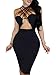 TOB Women's Sexy Bodycon Sleeveless Basic Criss Cross Lace Up Club Midi Dress Black
