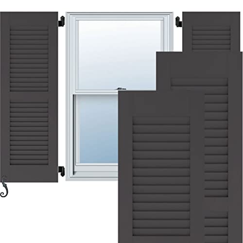 18″W x 40″H Americraft Two Equal Louver Exterior Real Wood Shutters (Per Pair), Shadow Mountain