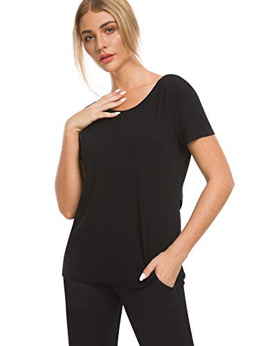 image for Bamans Cross Back Workout Shirts for Women - Yoga t-Shirts Activewear 