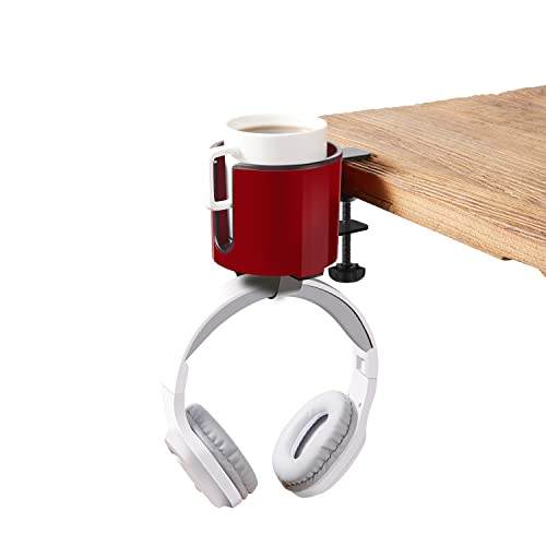 Bitze Sturdy 2in1 Under Desk Headphone Holder with Cup Holder for Desk Table in Office,Home