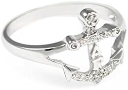 Delta Gamma Anchor Ring with Lab-created Diamonds Size 10