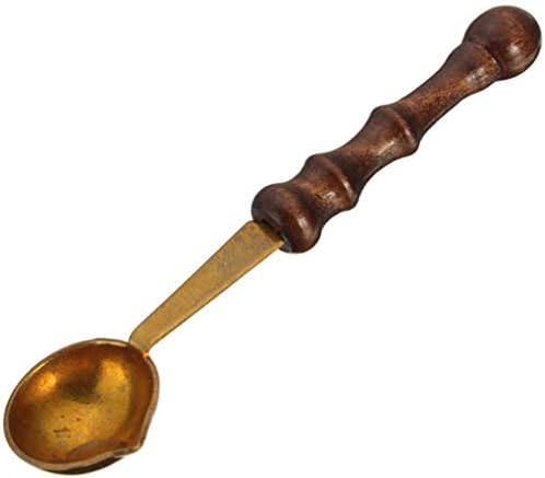 Vintage Wood Handle Spoon Anti-hot Stamp Seal Sealing Wax Brass Spoon JBP-X