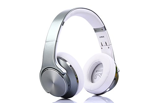 [Upgraded] Bluetooth Headphone Over Ear Two in One Hi-Fi Stereo Wireless Headsets & Speaker, Foldable & Most Comfort Fitting Design, Soft Protein Earmuffs, Built-in Mic, NFC, TF card, FM Radio. (Grey)