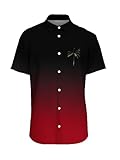 LuckLemocor Gradient Red Hawaiian Shirt for Men