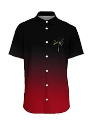 LuckLemocor Gradient Red Hawaiian Shirt for Men