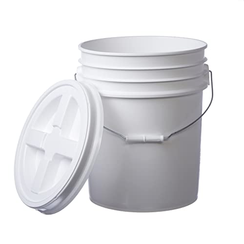 5 Gallon White Bucket & Gamma Seal Lid Food Grade Plastic Pail