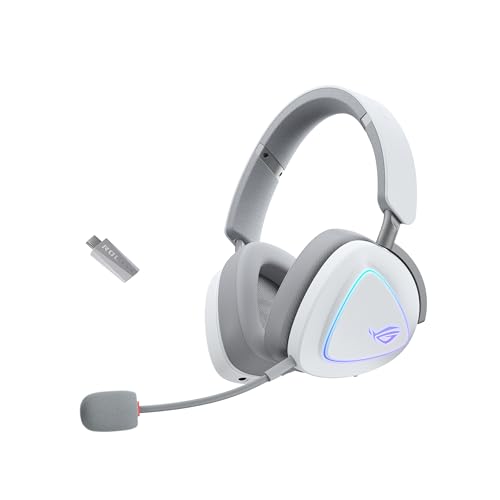 ROG Delta II White - Casque Gaming sans Fil (Équipement Officiel de Team Vitality, connectivité tri-Mode, ROG Speednova, membranes de 50mm, jusqu'à 110 Heures d'autonomie de Batterie, 315g)
