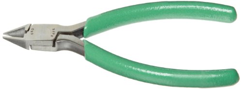 Xcelite MS545V Slim Line Tapered Head Cutter, Diagonal, Semi Flush Jaw, 4" Length, 13/32" Jaw length, Green Cushion Grip, Carded