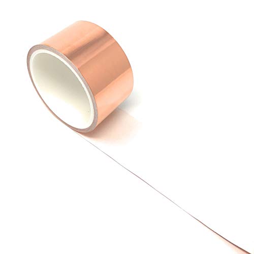 Copper Foil Tape with Conductive Acrylic Adhesive, (2inch X 18ft) 2.6 Mil Total Thickness, for Guitar and EMI Shielding, Arts and Crafts, Slug Repellent, Electrical Repairs