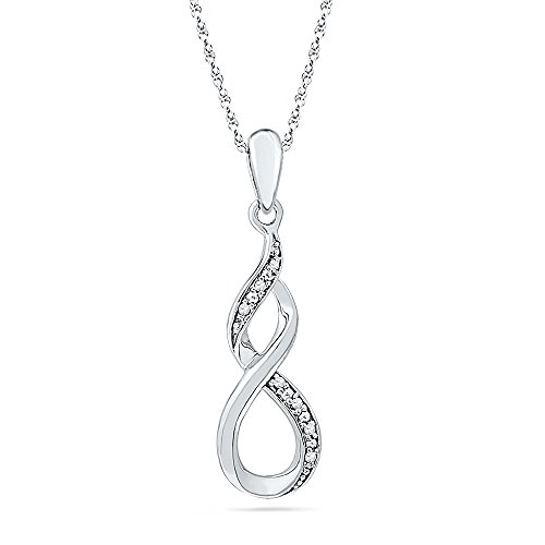Sterling Silver Round Diamond Fashion Pendant (1/20 Cttw)