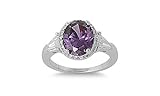 Sterling Silver Purple & Clear CZ Stone Ring Solid 925 Size 7