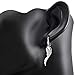 Rhodium Plated 925 Sterling Silver Cubic Zirconia Accent Angel Wings Dangle Hook Earrings 5 cm Jewelry for Women - Nickel Free