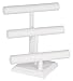 KC Store Fixtures 49132 Jewelry T-Bar Display for Necklace and Bracelets, 3-Tier, White Leatherette, 12 3/4 Inches High