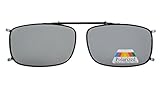 Eyekepper Metal Frame Rim Polarized Lens Clip On Sunglasses Grey Lens 2 1/16