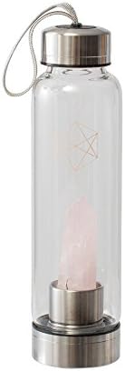 Lifestyle Products Glass Water Bottle, All Natural Crystals and Gem Stones, Includes Protective Neoprene Sleeve