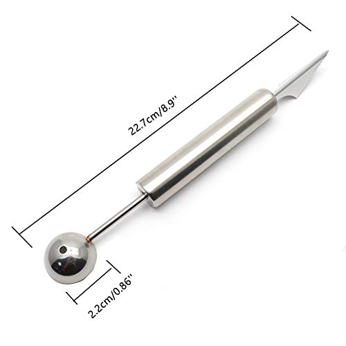 BTMB 2 Pcs Stainless Steel Fruit Digging Carving Knife Melon Baller Engraving Knife for Kitchen