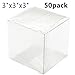 Aeiniwer 50 Pack 3 x 3 x 3 PET Transparent Clear Wedding Favor Boxes Gift Boxes for Wedding, Party, Birthday Presents, Candy, Cupcakes, Jewelry