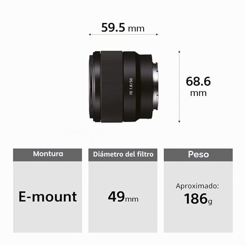 Sony SEL50F18F 50mm F1.8 Full Frame & APS-C Fixed Focal Length Lens, Luminous with Quiet Autofocus, E-Mount, Ideal for Portraits (Compatible with A7, ZV-E10, A6400, A6700 Series), Black