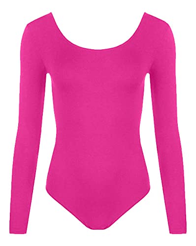 The Fancy Dress® GIRLS CHILDREN BALLET DANCE LEOTARD BODYSUIT GYMNASTICS LONG SLEEVED DANCEWEAR FANCY DRESS UK AGE 5-13 YEARS (Pink, 9-10 Years)