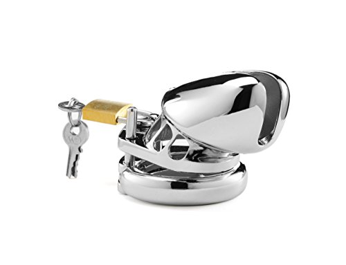 Chromed Plated 3 size Metal Male Chastity Device Belt Cock Cages Men's Virginity Lock Penis Ring Adult Games Sex Toys for Male Silver (1.6)