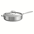 Tramontina 80116/018DS Gourmet Stainless Steel Induction-Ready Tri-Ply Clad Covered Deep Saute Pan, 5-Quart, NSF-Certified, Made in Brazil