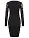 ACEVOG Women's Long Sleeves Gold Foil Print Vintage Cocktail Dresses, Medium, Black