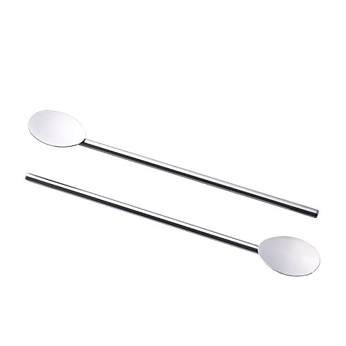 Nrpfell Spoon Straws Stainless Steel by Pack of 4 | Drinking Straws & Stirrers Perfect for Smoothies, Milkshakes, Slush, Tea and Coffee