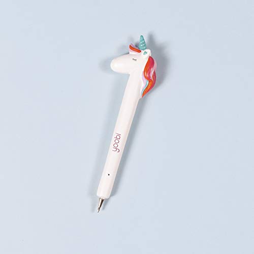 Yoobi White Unicorn Ballpoint 2-Pack Pens | Set of 2 | Fun, Trendy Writing for School, Desk, Work | Black Ink | 0.8mm Medium Tip